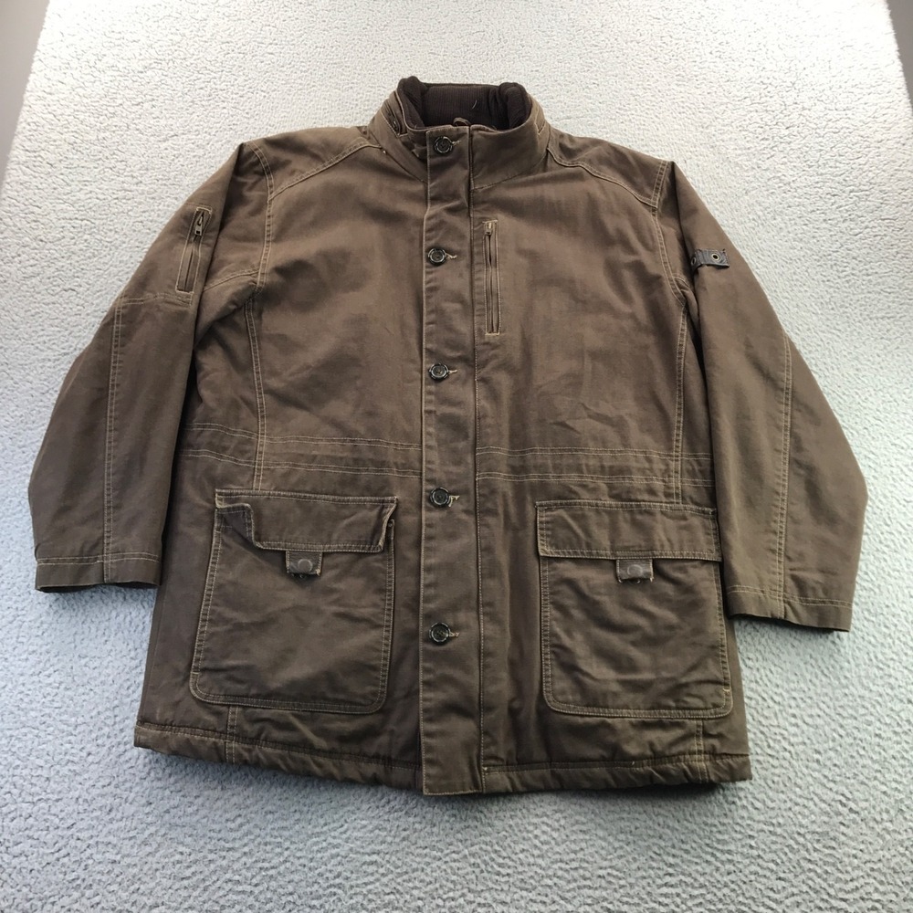 Vintage BKE Jacket Mens Large Brown Canvas Relaxed Heavy Y2K Work Chore Hooded